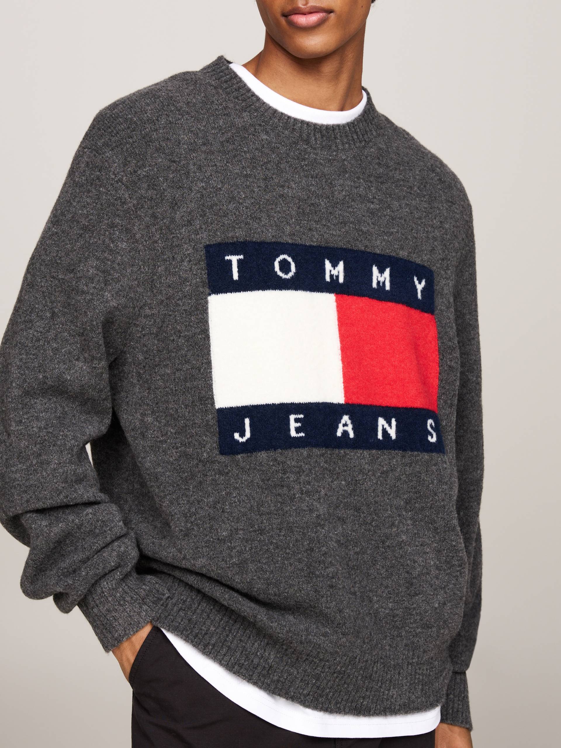 Tommy Jeans Strickpullover »TJM REG MELANGE FLAG SWEATER«, mit 'Rundhalsauschnitt von TOMMY JEANS