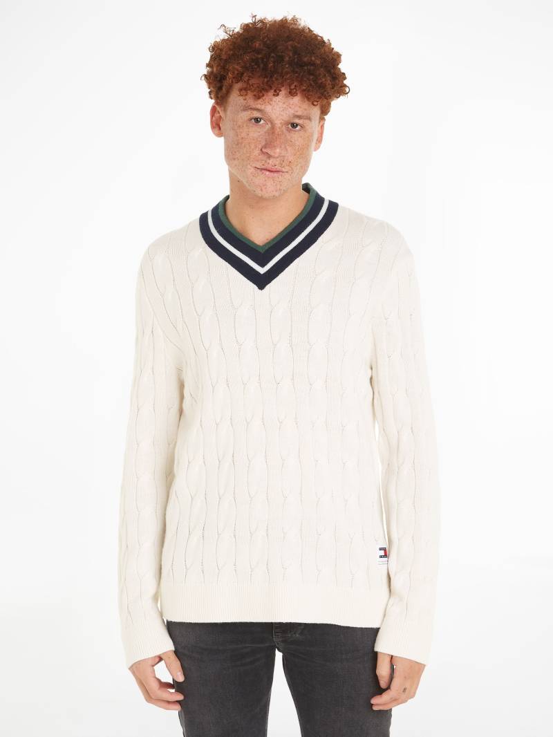 Tommy Jeans Strickpullover »TJM REG V-NECK CABLE SWEATER«, mit zartem Zopfmuster von TOMMY JEANS