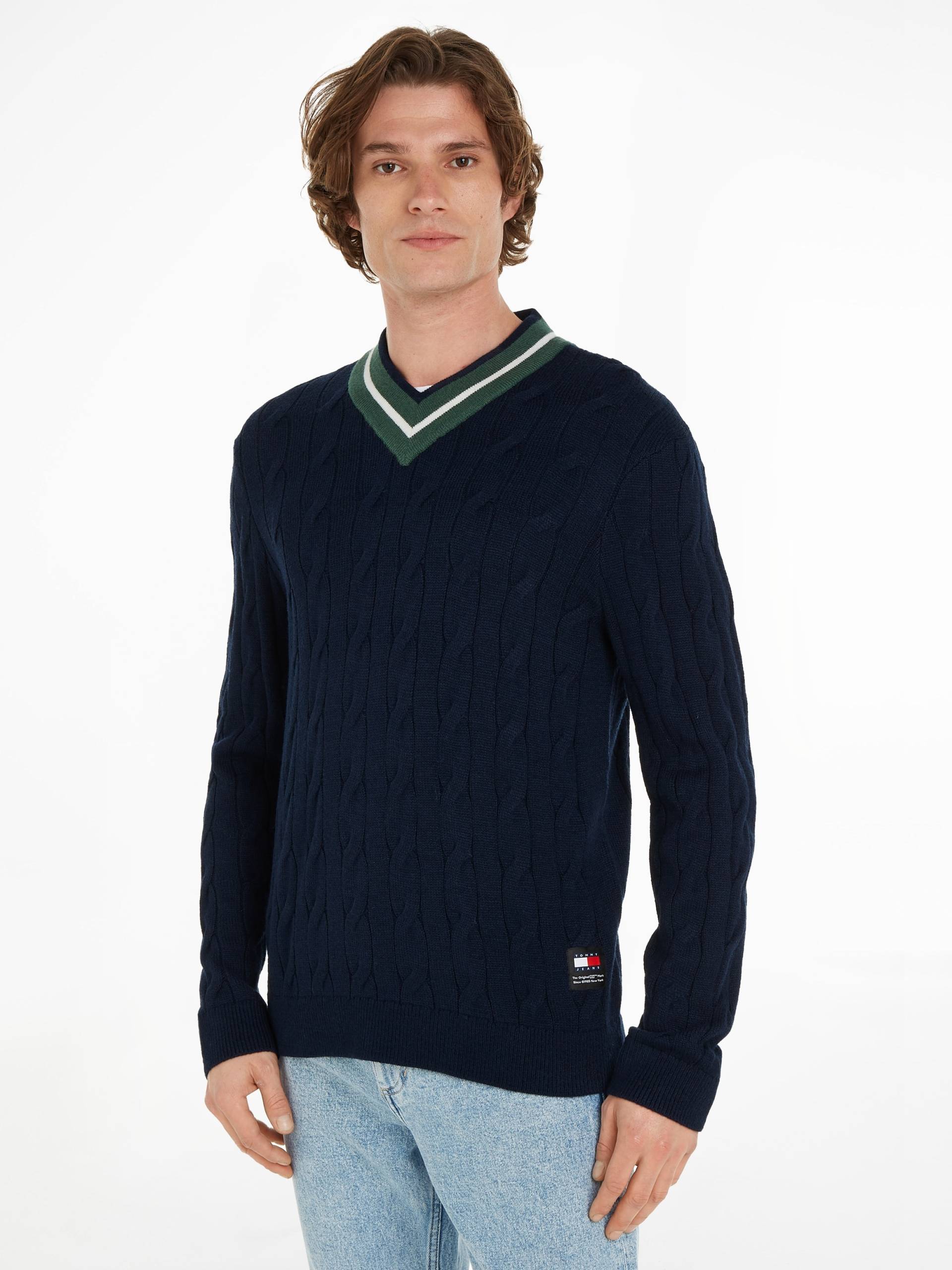 Tommy Jeans Strickpullover »TJM REG V-NECK CABLE SWEATER«, mit zartem Zopfmuster von TOMMY JEANS