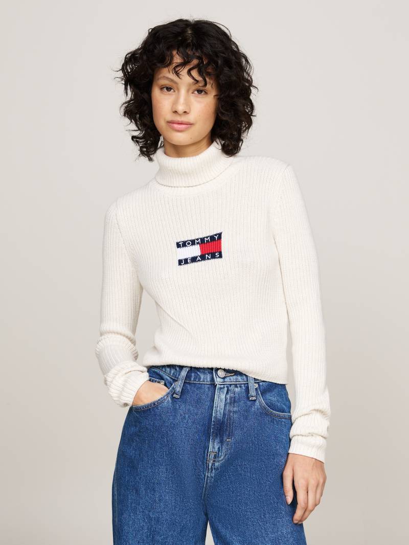 Tommy Jeans Strickpullover »TJW MELANGE TRTLNCK FLAG SWEATER«, mit Logo-Flag von TOMMY JEANS