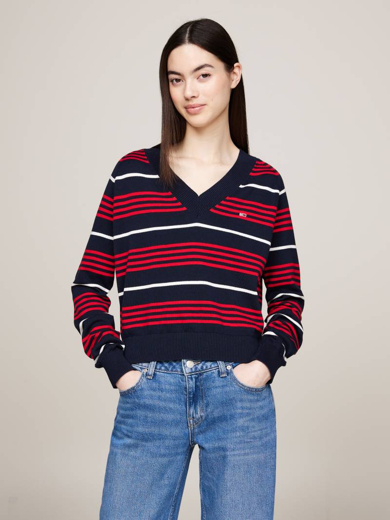 Tommy Jeans Strickpullover »TJW V-NECK STRIPE SWEATER«, im Streifendessin von TOMMY JEANS