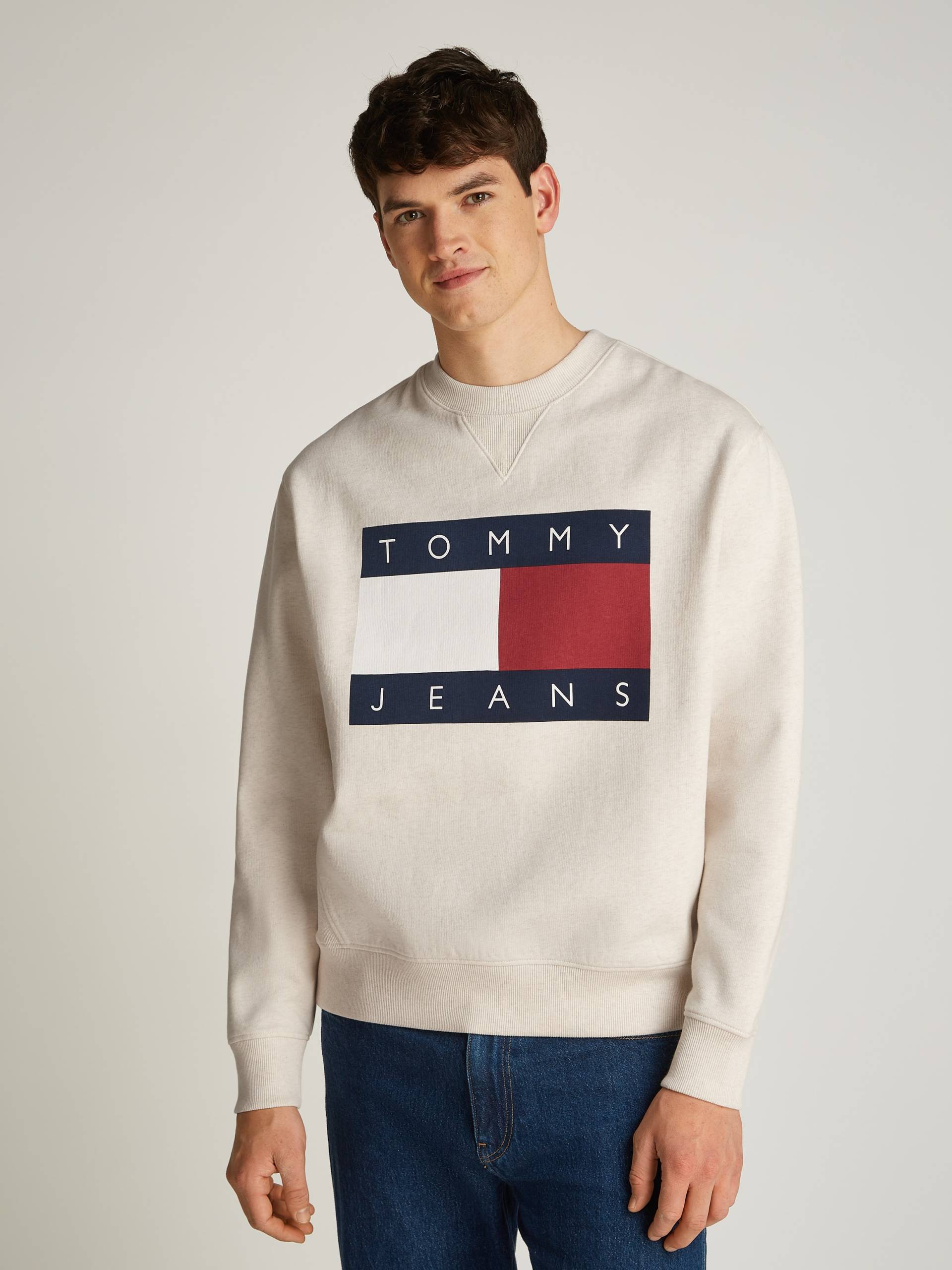 Tommy Jeans Sweatshirt »TJM MELANGE FLAG CREW«, mit grossem Logo von TOMMY JEANS