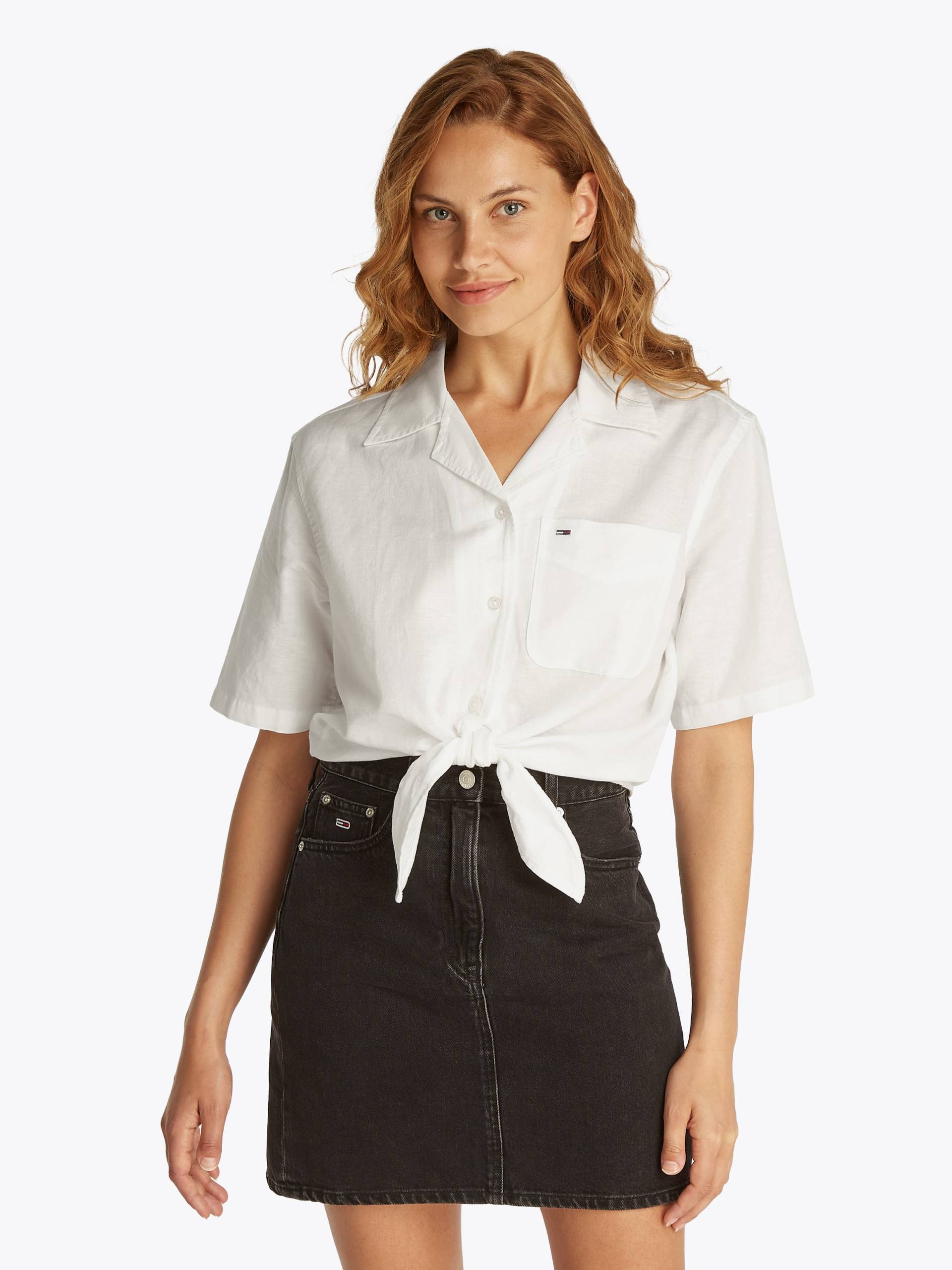 Tommy Jeans T-Shirt »TJW CRP LINEN SS SHIRT«, mit Brusttasche, Logostickerei von TOMMY JEANS