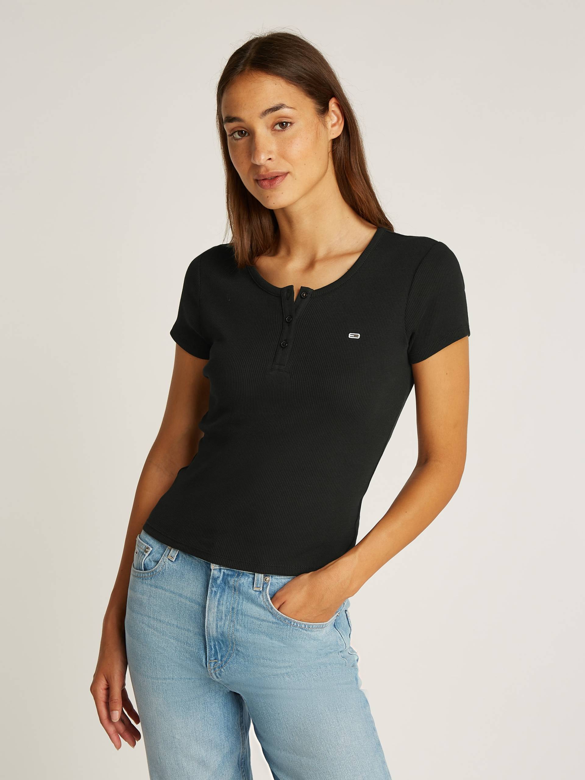 Tommy Jeans T-Shirt »TJW SLIM BUTTON RIB C-NECK SS«, mit Knöpfen von TOMMY JEANS