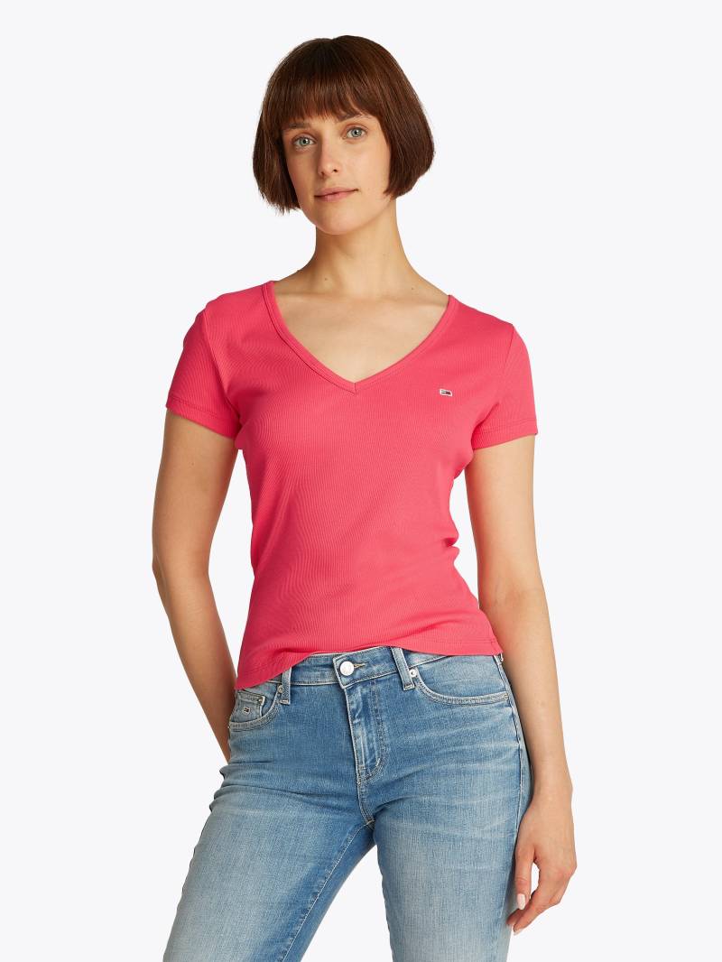 Tommy Jeans T-Shirt »TJW SLIM ESSENTIAL RIB V SS«, mit Logostickerei von TOMMY JEANS