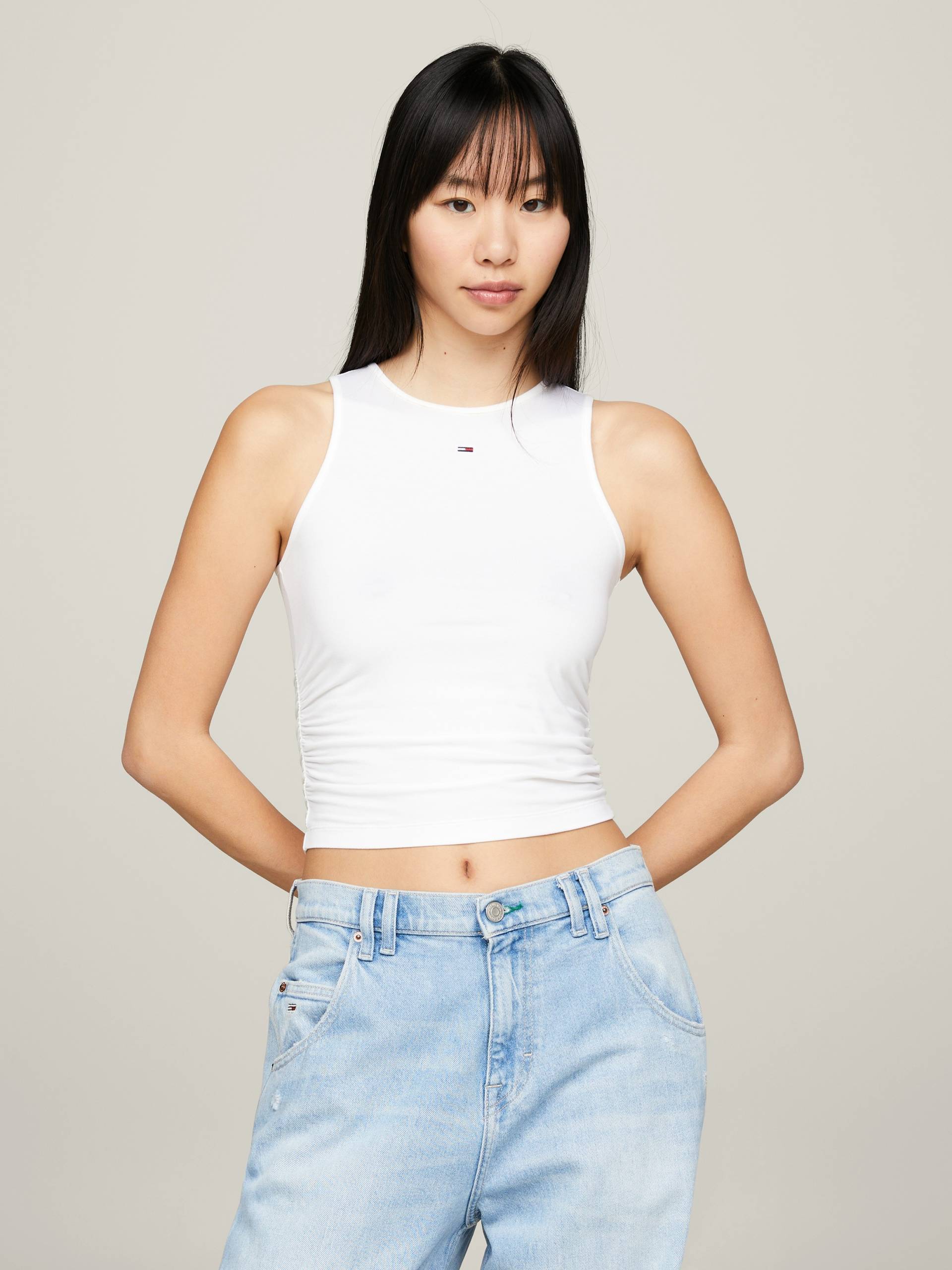 Tommy Jeans Tanktop »TJW SLIM GATHERING TANK TOP«, (ESSENTIAL Regular Flag Logo TJ Women), mit Tommy Jeans Markenlabel von TOMMY JEANS