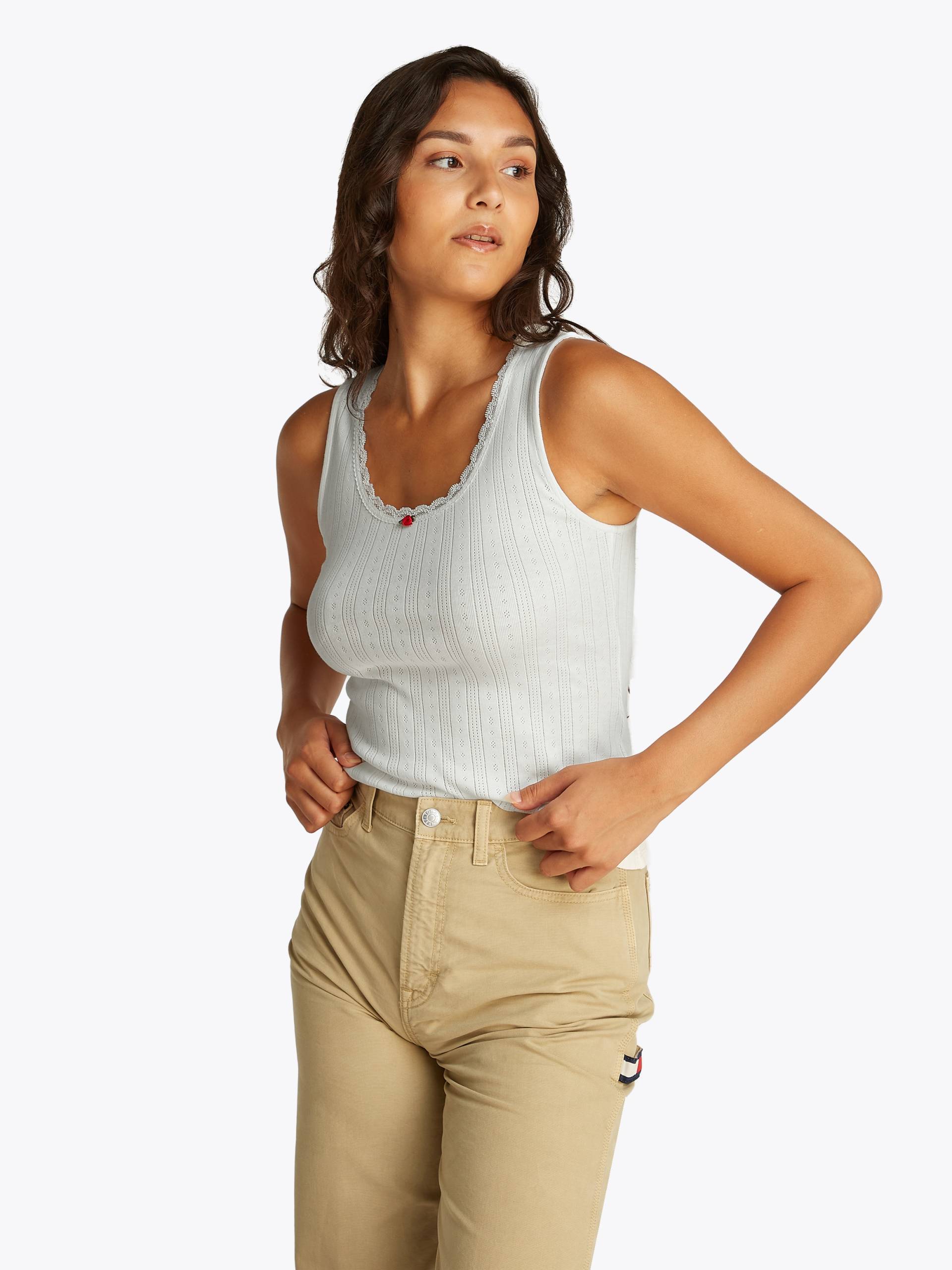 Tommy Jeans Tanktop »TJW SLIM POINTELLE TANK TOP«, mit Spitze, mit Lochmuster von TOMMY JEANS