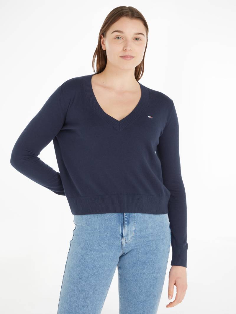 Tommy Jeans V-Ausschnitt-Pullover »TJW ESSENTIAL VNECK SWEATER«, mit Tommy Jeans Markenlabel von TOMMY JEANS