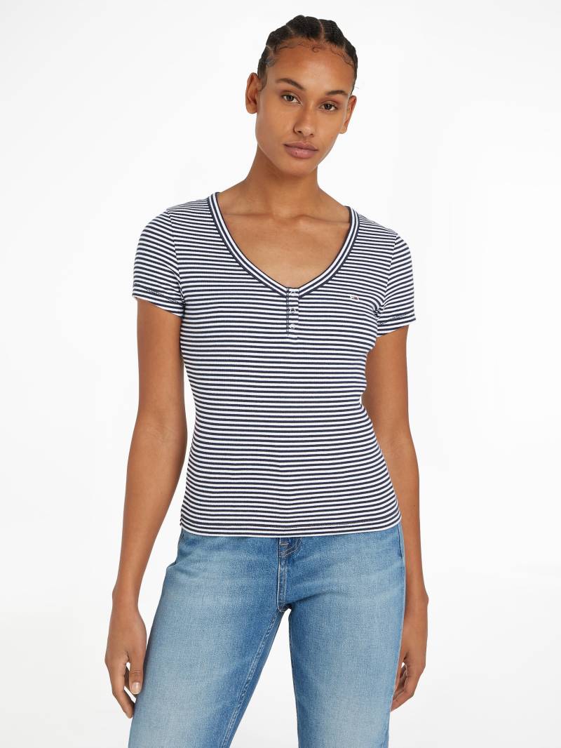 Tommy Jeans V-Shirt »TJW SLIM HENLEY STRIPE V-NECK SS«, im Streifendesign von TOMMY JEANS