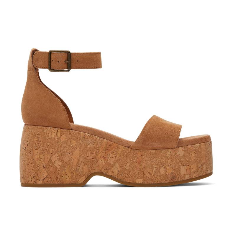 Damen-keilsandalen Aus Dunklem Wildleder Und Kork Laila Damen  38.5 von TOMS