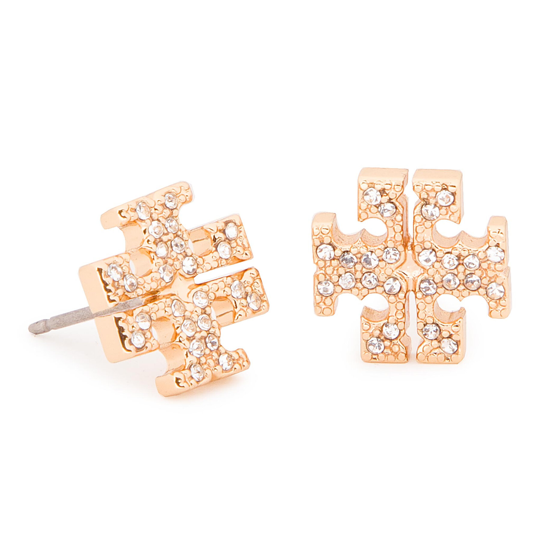 Ohrringe Tory Burch Crystal Logo Stud Earring 53423 Goldfarben von TORY BURCH