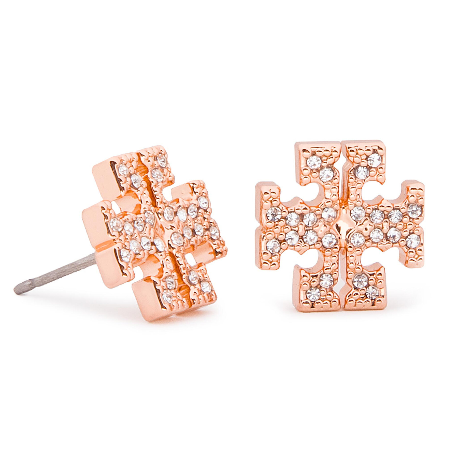 Ohrringe Tory Burch Crystal Logo Stud Earring 53423 Rosa von TORY BURCH