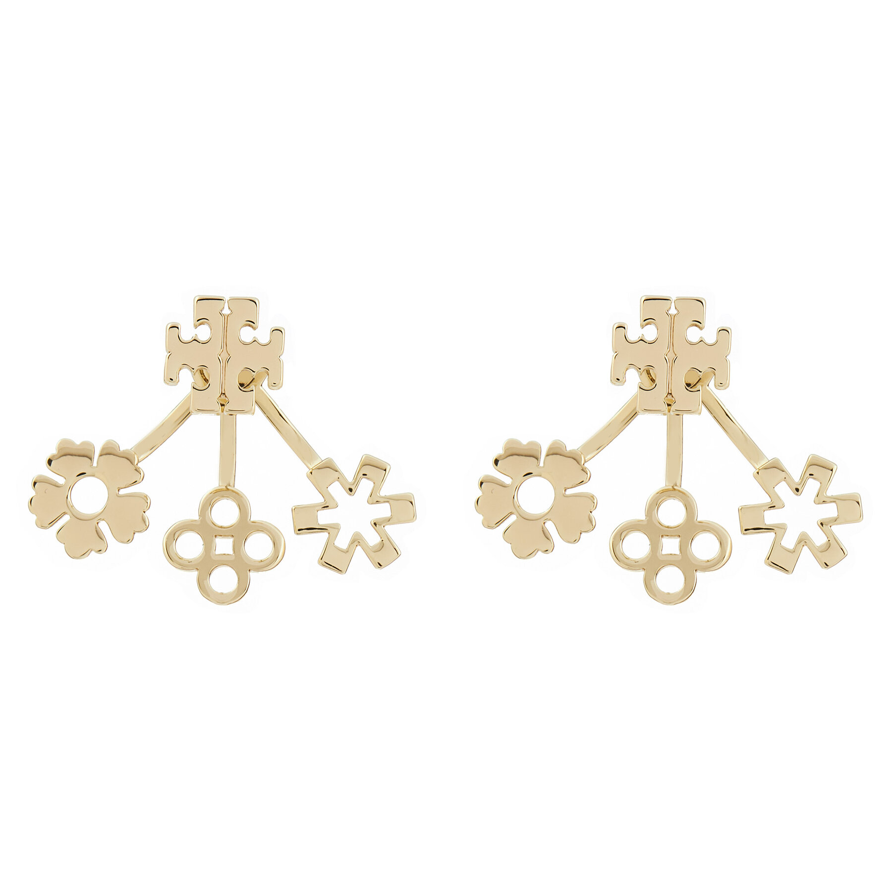 Ohrringe Tory Burch Kira Clover Front-Back Earring 160178 Goldfarben von TORY BURCH