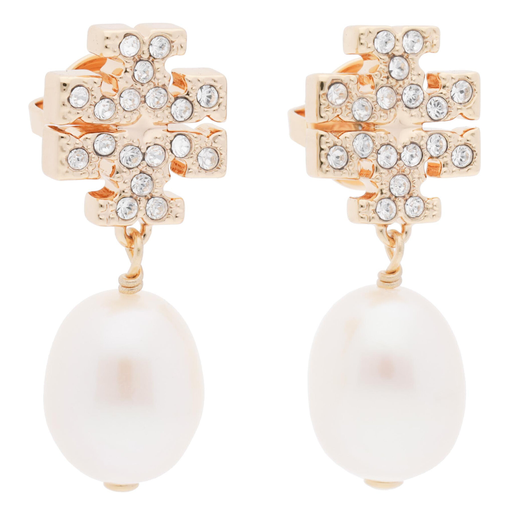 Ohrringe Tory Burch Kira Pave Pearl Drop Earring 60525 Goldfarben von TORY BURCH