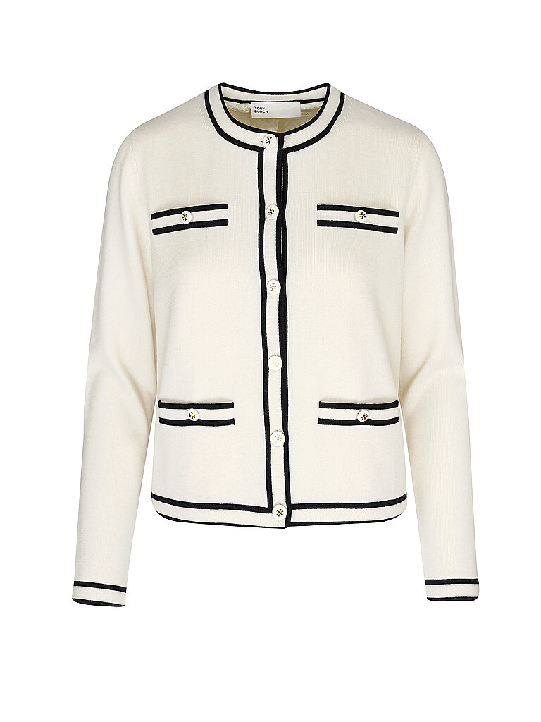 TORY BURCH Strickjacke KENDRA creme | L von TORY BURCH