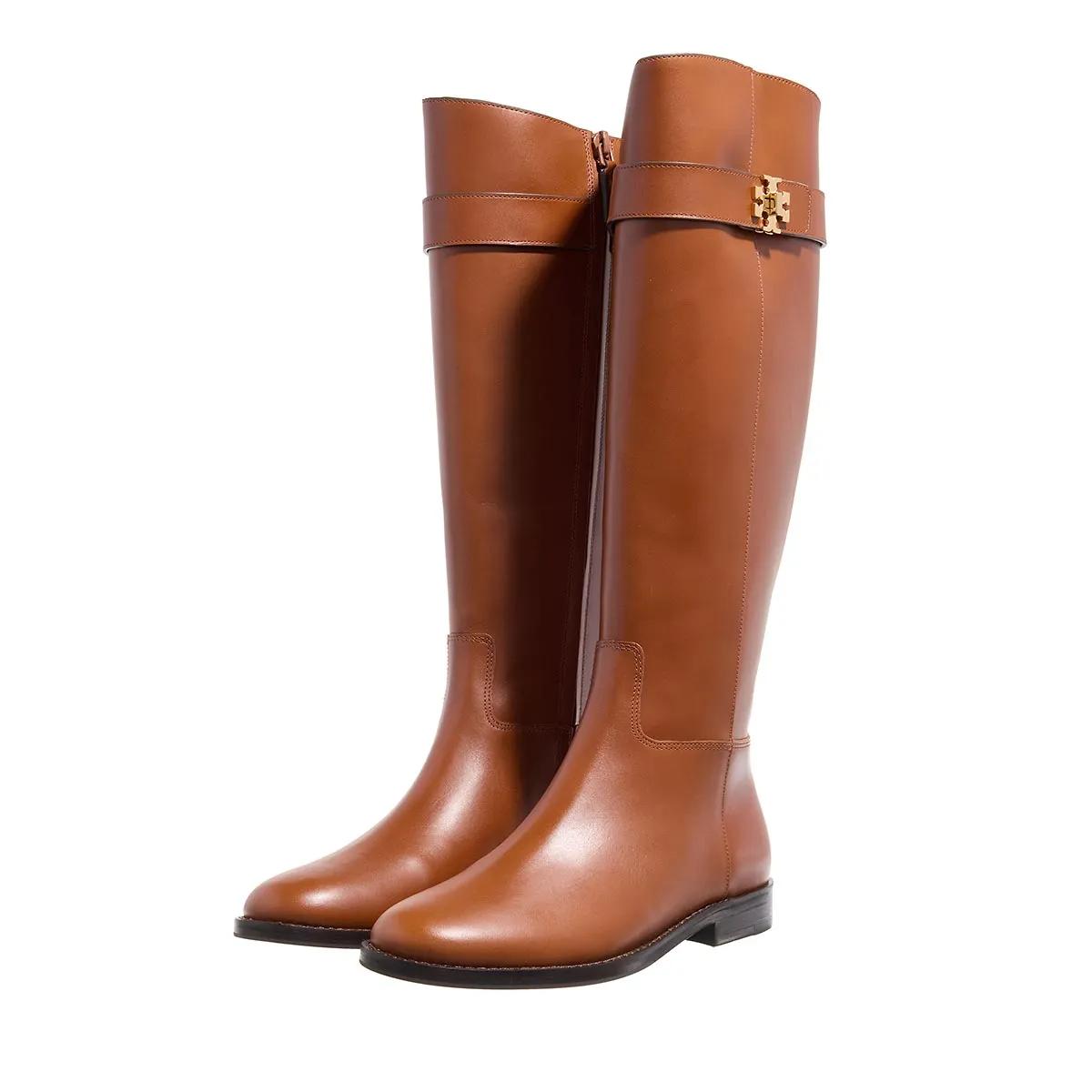 Tory Burch Stiefel & Boots - T Lock Riding Boot - Gr. 37,5 (EU) - in Cognacbraun - für Damen von TORY BURCH