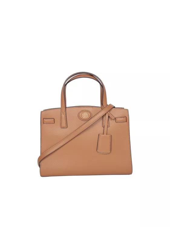 Tory Burch Henkeltasche - Robinson Pebbled Small Satchel - Gr. unisize - in Braun - für Damen von TORY BURCH