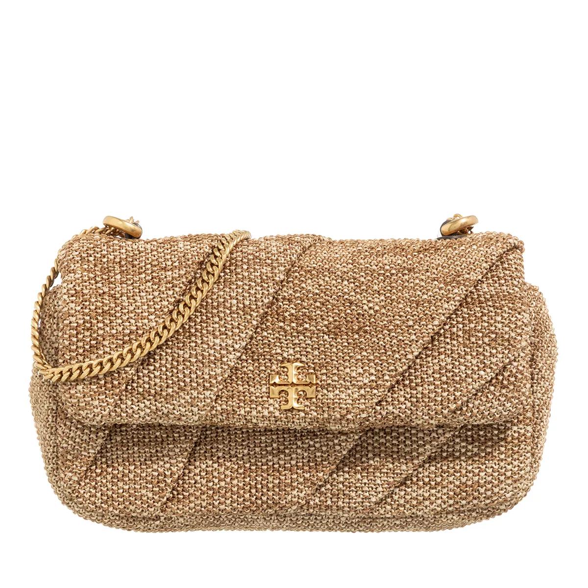 Tory Burch Schultertasche - Kira Draped Raffia Mini Flap Bag - Gr. unisize - in Braun - für Damen von TORY BURCH