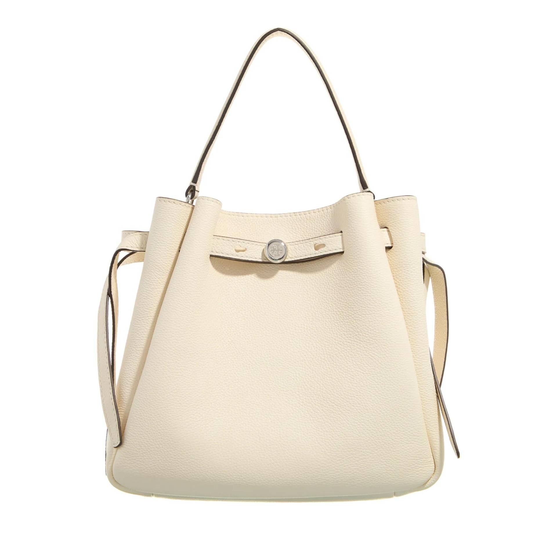 Tory Burch Schultertasche - Romy Pebbled Bucket Bag - Gr. unisize - in Creme - für Damen von TORY BURCH