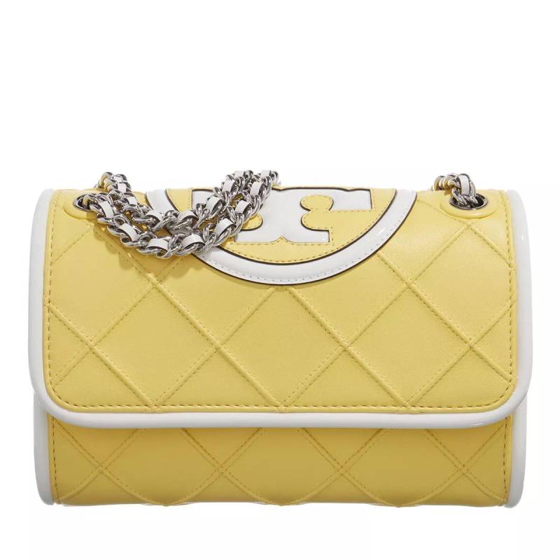 Tory Burch Schultertasche - Small Fleming Soft Patent Border Convertible Shoul - Gr. unisize - in Gelb - für Damen von TORY BURCH