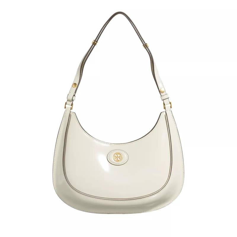 Tory Burch Schultertasche - Robinson Spazzolato Convertible Crescent Bag - Gr. unisize - in Creme - für Damen von TORY BURCH