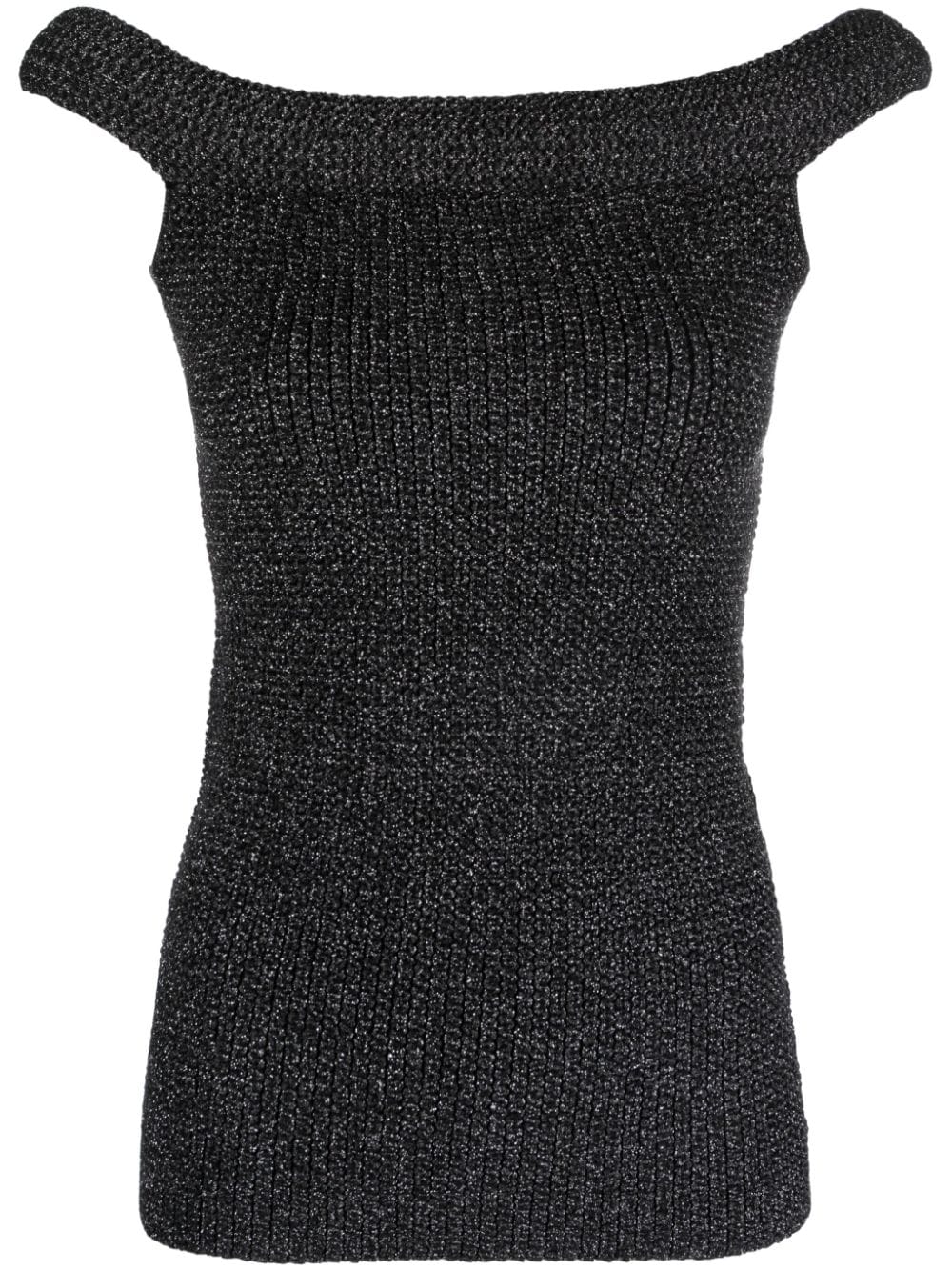 TOTEME Roll off-shoulder knitted top - Black von TOTEME