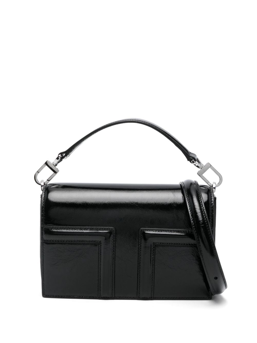 TOTEME T-Flap naplack-leather mini bag - Black von TOTEME