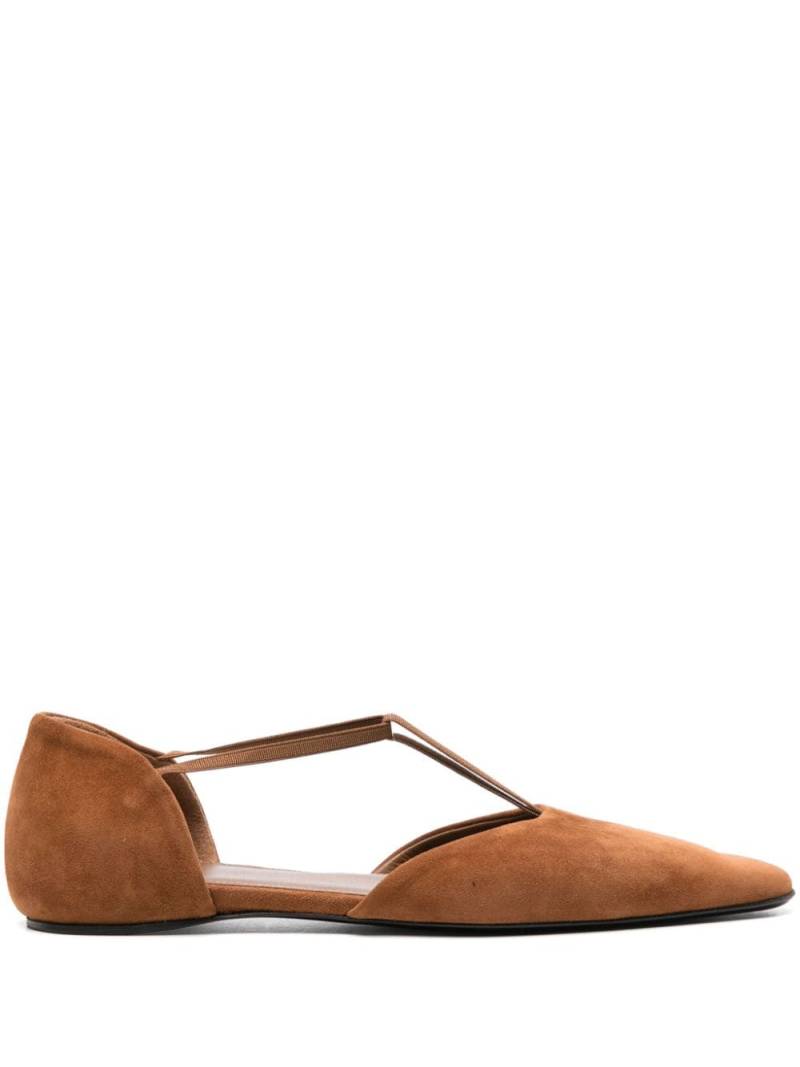 TOTEME The T-Strap suede ballerina shoes - Neutrals von TOTEME