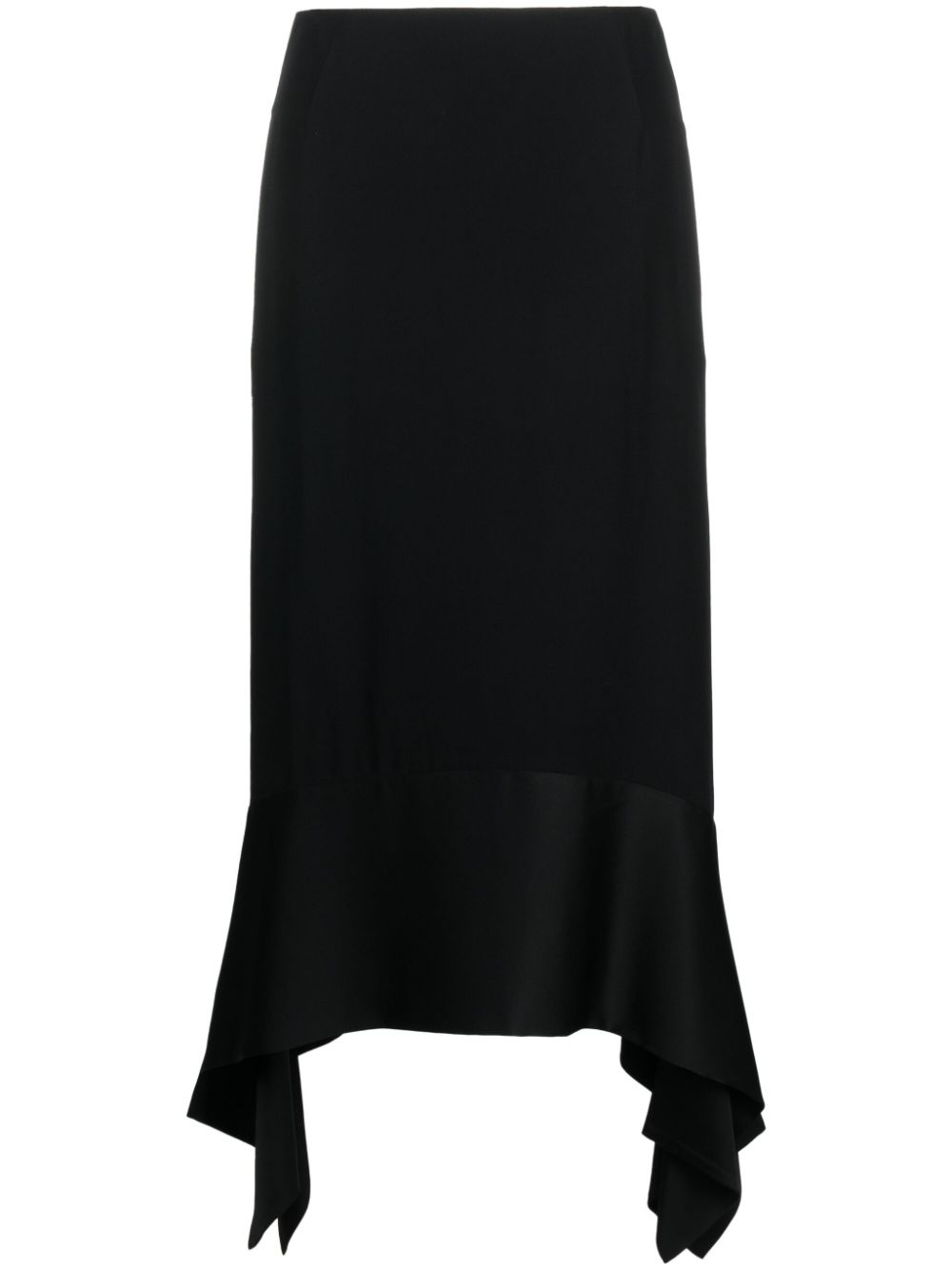 TOTEME asymmetric crepe-texture midi skirt - Black von TOTEME