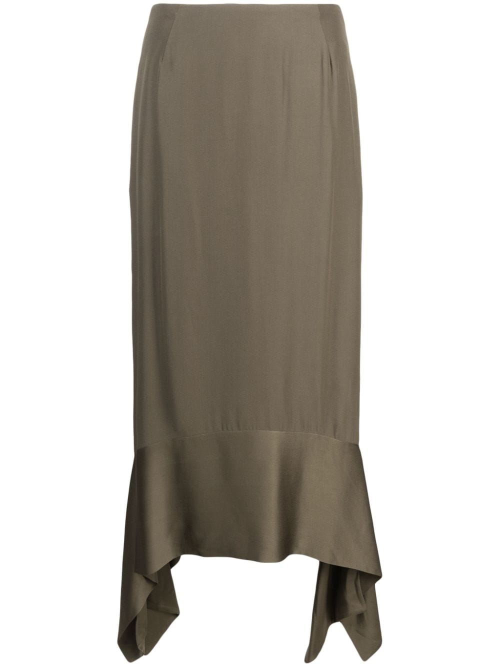 TOTEME asymmetric crepe-texture midi skirt - Green von TOTEME