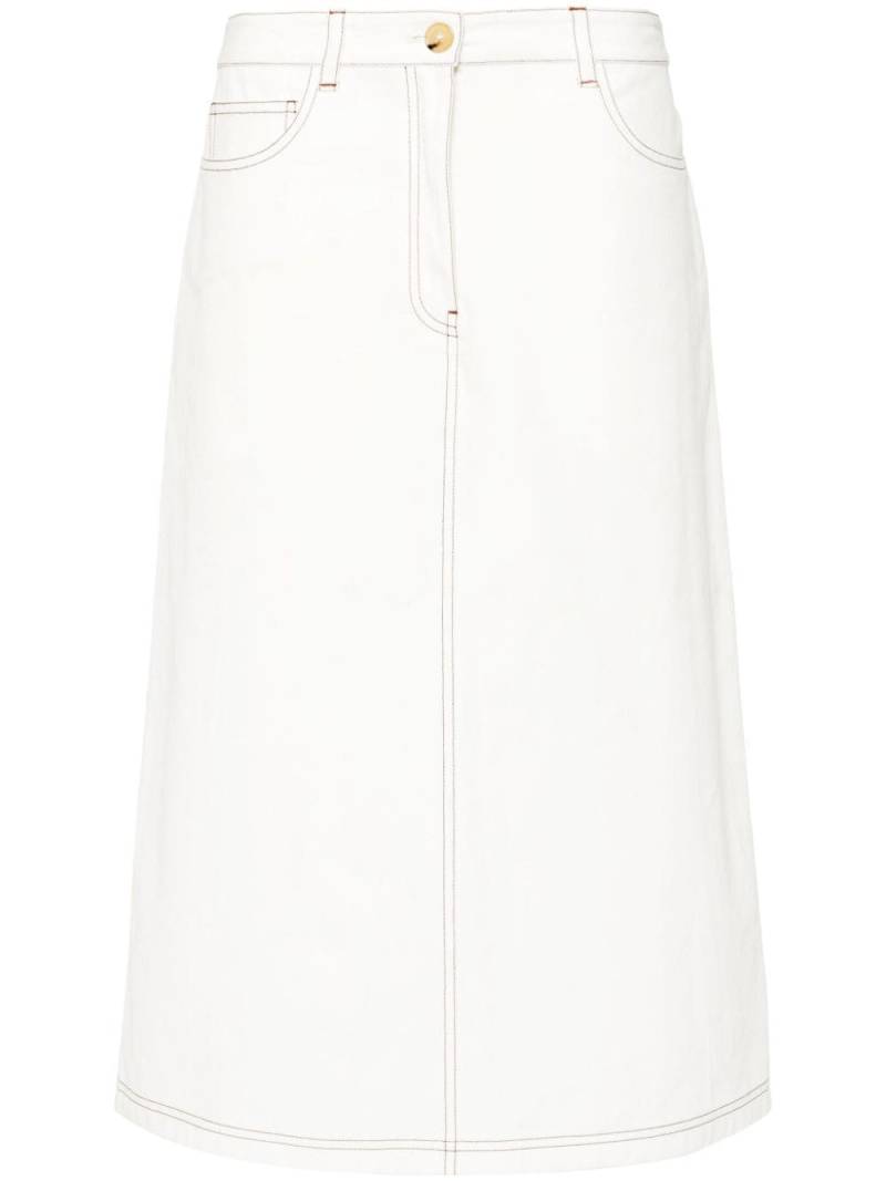 TOTEME contrast-stitching midi skirt - White von TOTEME