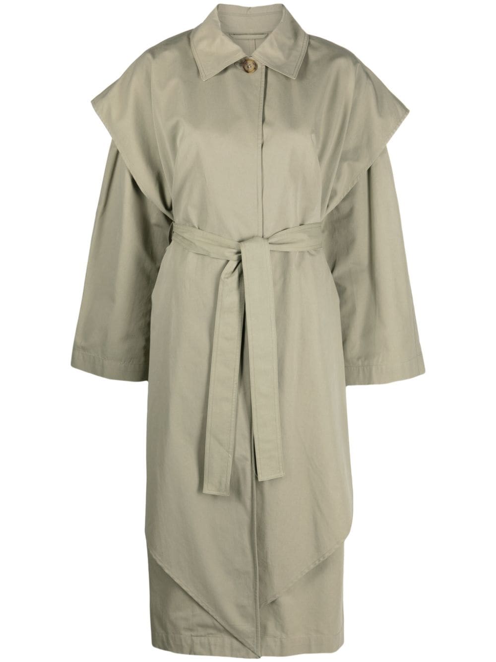 TOTEME draped belted trench coat - Green von TOTEME