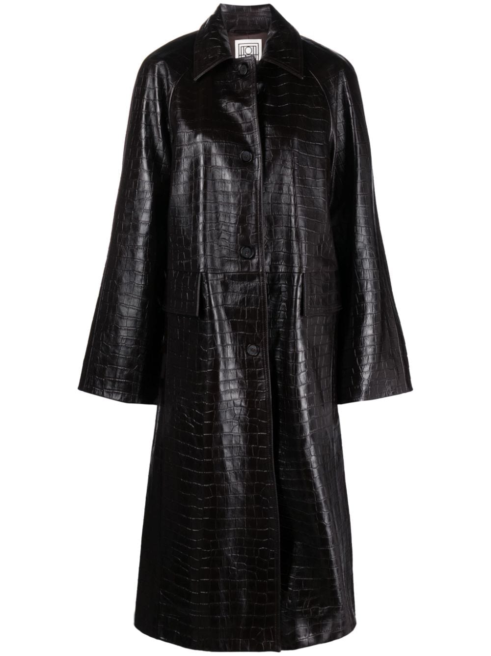 TOTEME embossed-crocodile leather maxi coat - Brown von TOTEME