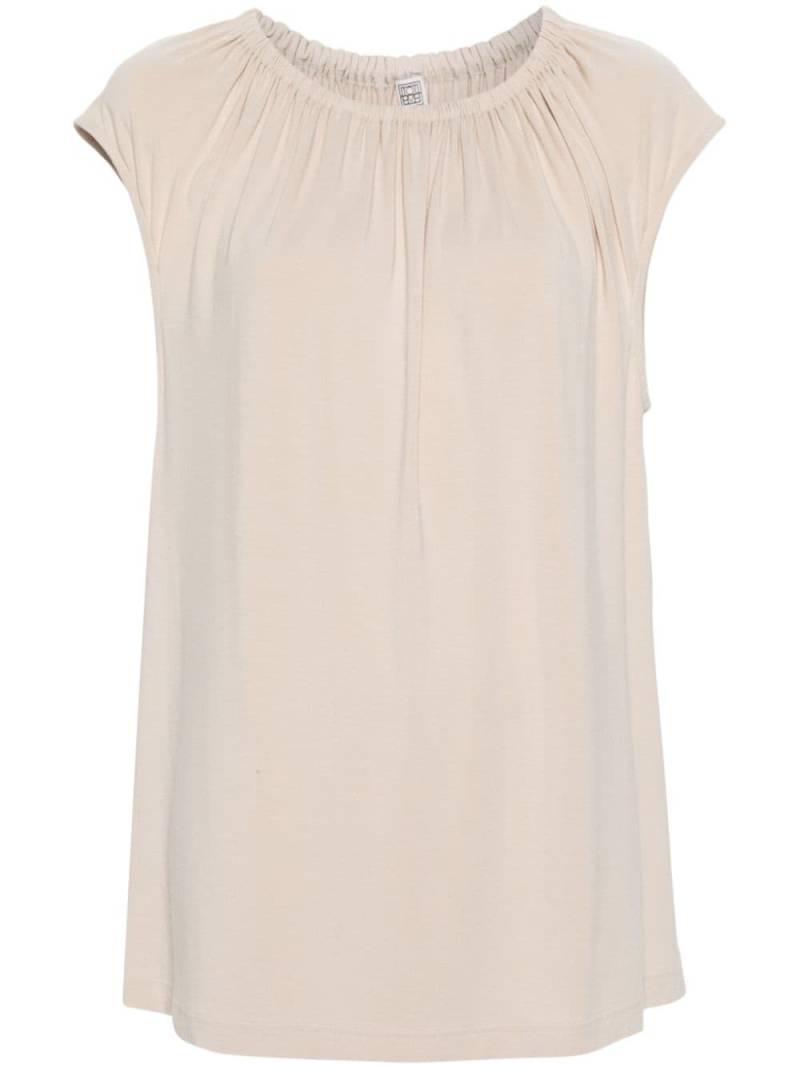 TOTEME gathered-neck jersey top - Neutrals von TOTEME