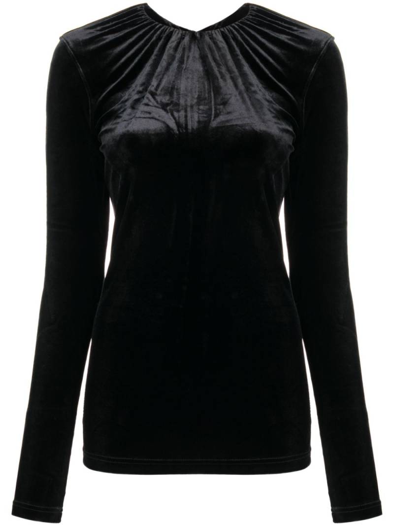 TOTEME gathered-neck velvet top - Black von TOTEME