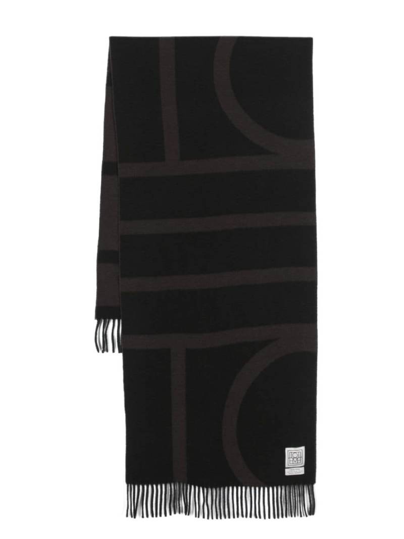 TOTEME Monogram jacquard wool scarf - Black von TOTEME