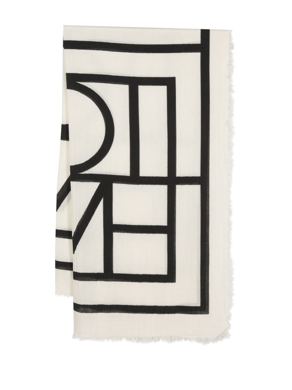 TOTEME logo-print fringed scarf - Neutrals von TOTEME