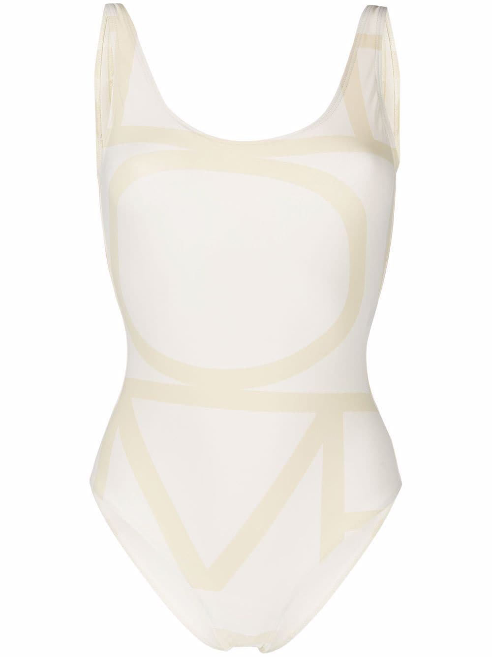 TOTEME logo-print swimsuit - Neutrals von TOTEME