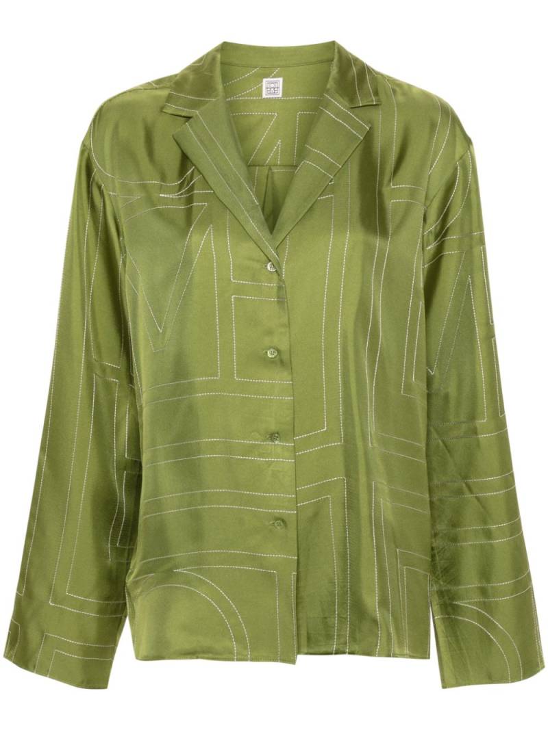 TOTEME monogram silk shirt - Green von TOTEME