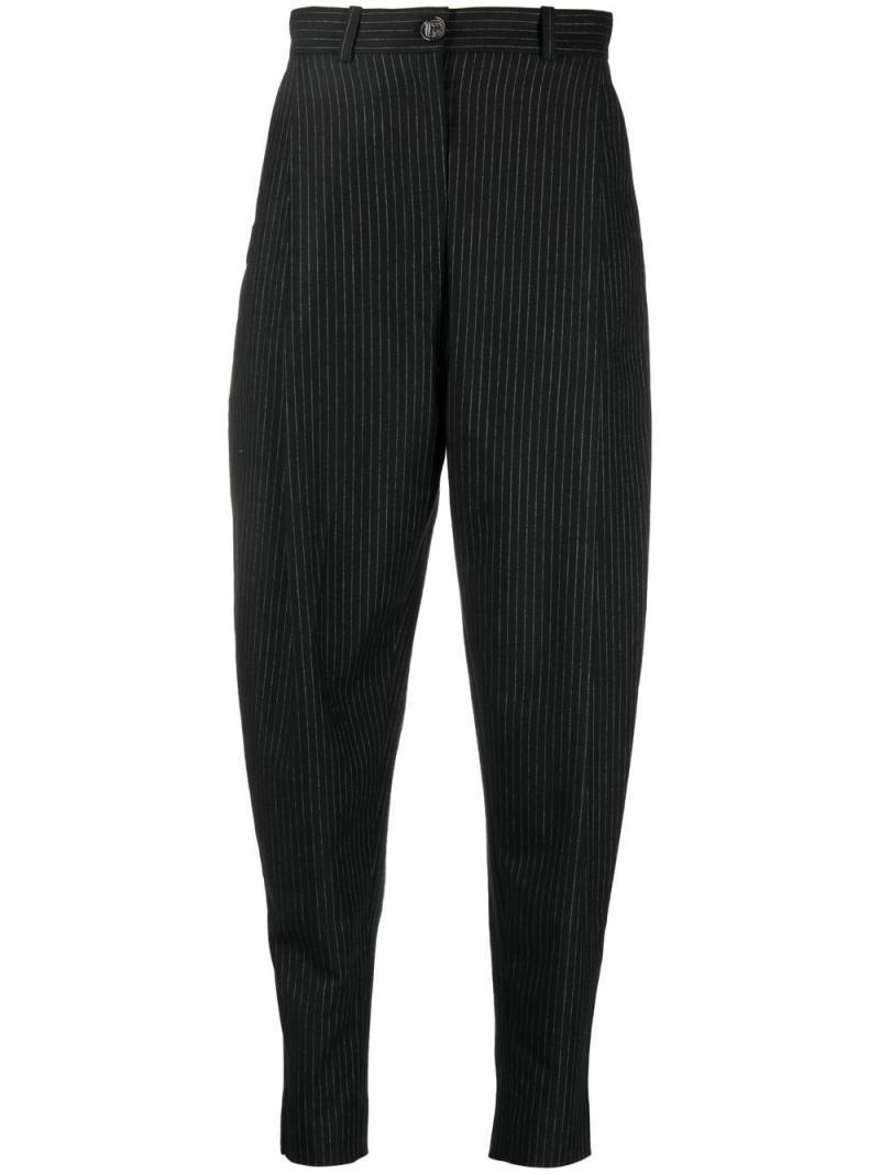 TOTEME pinstripe-print tapered-leg trousers - Black von TOTEME