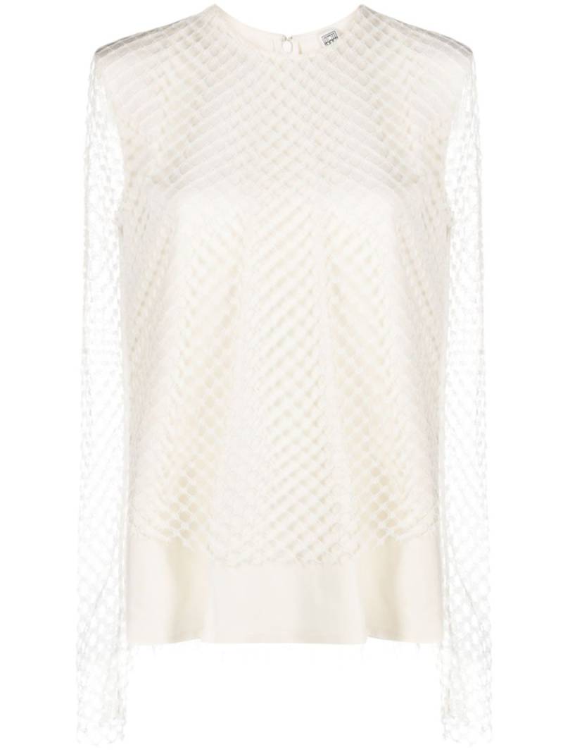 TOTEME raw-cut mesh-design longsleeved top - Neutrals von TOTEME