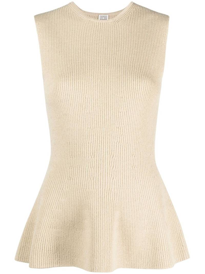 TOTEME ribbed-knit peplum top - Neutrals von TOTEME