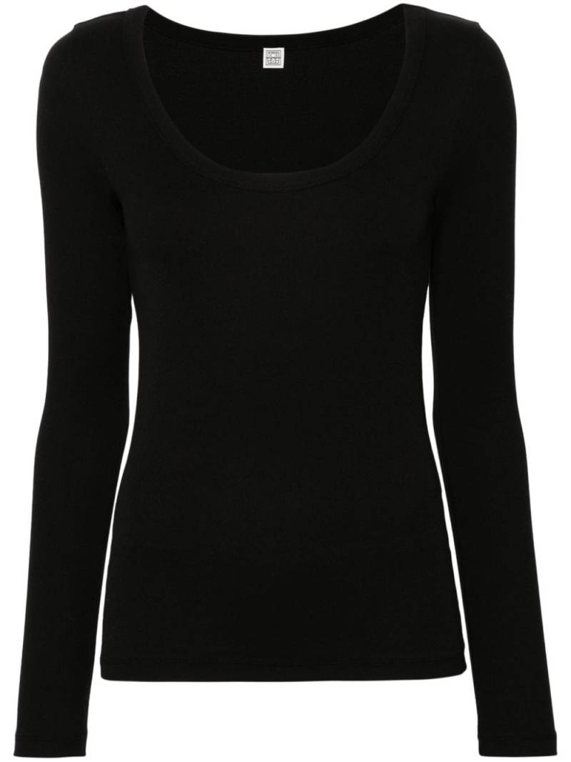 TOTEME scoop-neck fine-ribbed T-shirt - Black von TOTEME