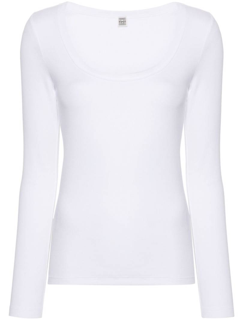 TOTEME scoop-neck fine-ribbed T-shirt - White von TOTEME