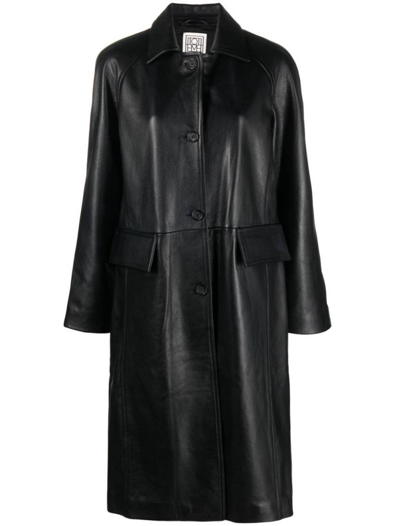 TOTEME raglan-sleeves leather coat - Black von TOTEME