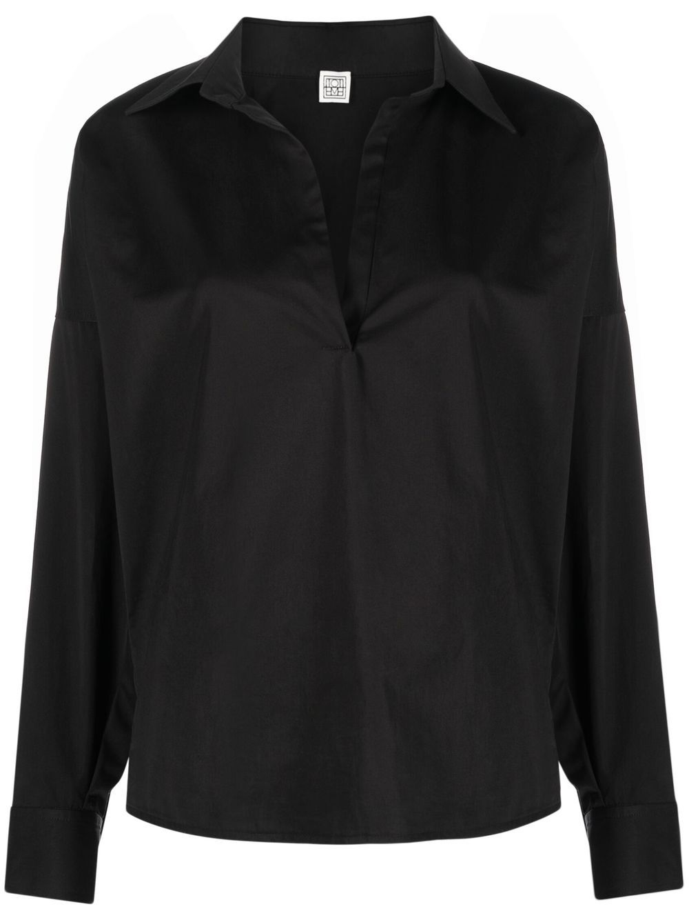 TOTEME spread-collar cotton blouse - Black von TOTEME