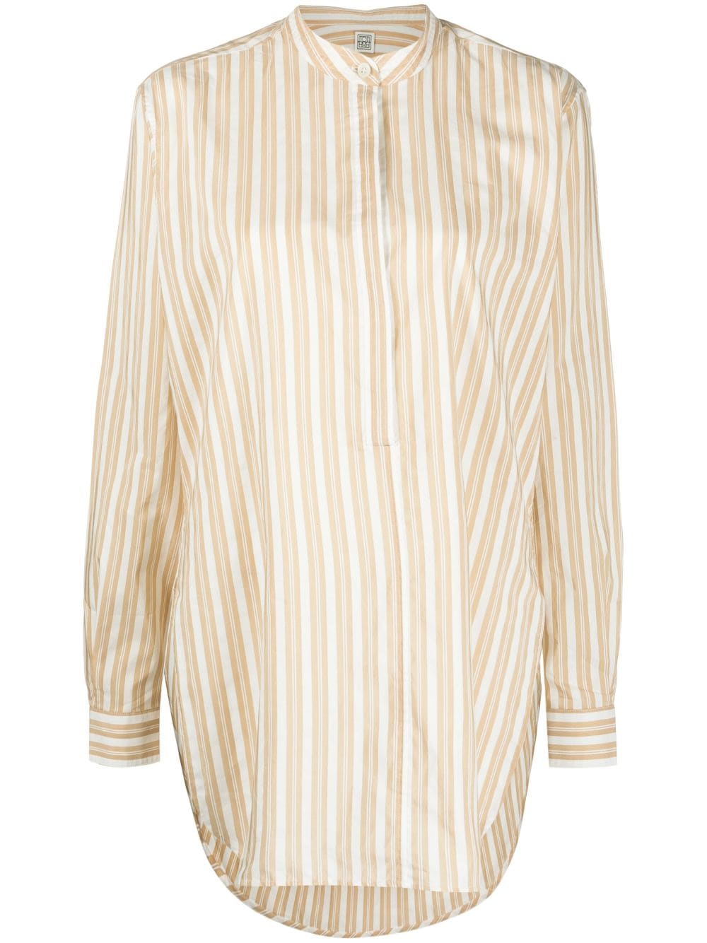 TOTEME stripe-print collarless shirt - Neutrals von TOTEME