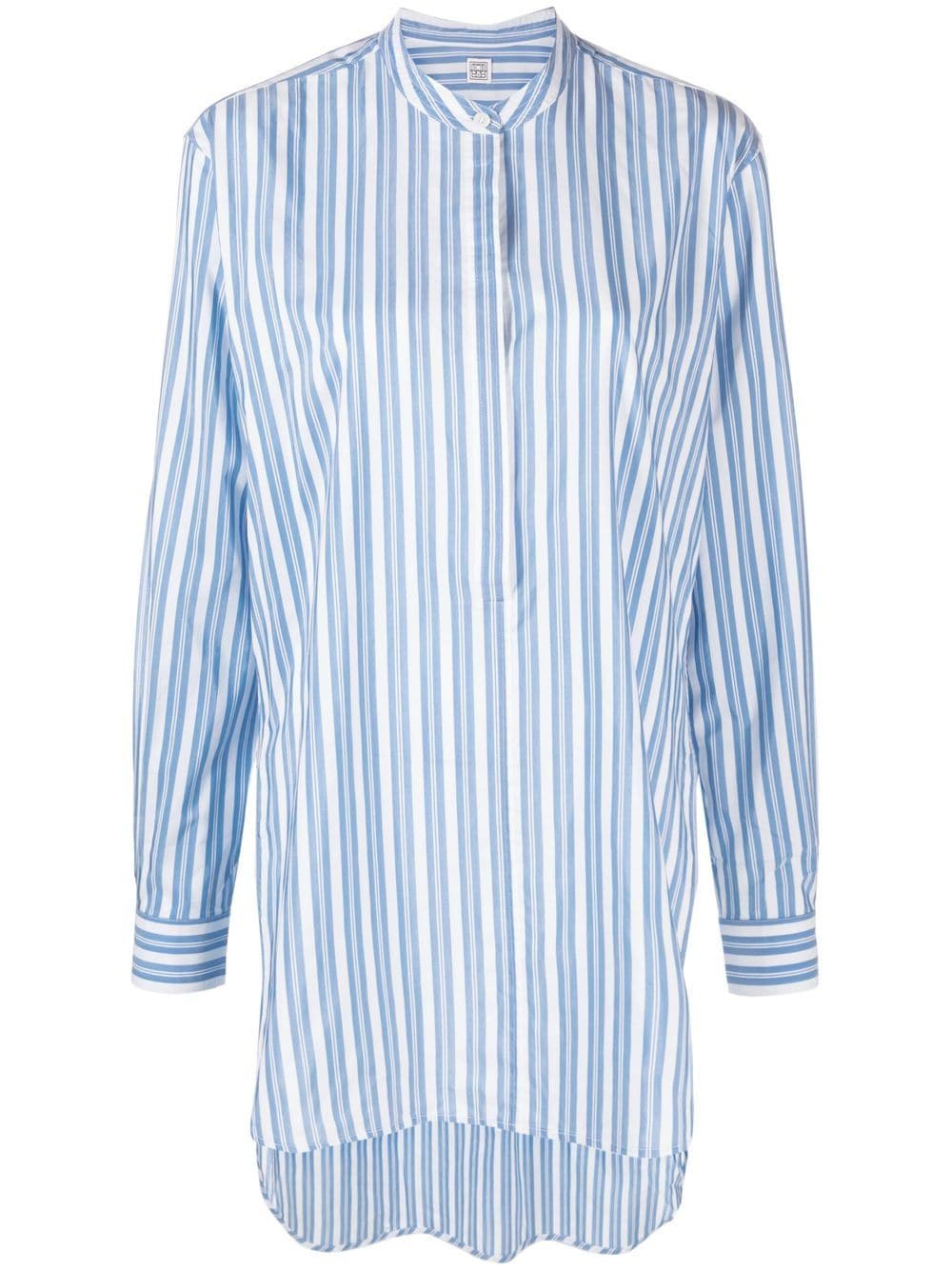 TOTEME vertical-stripe print long shirt - Blue von TOTEME