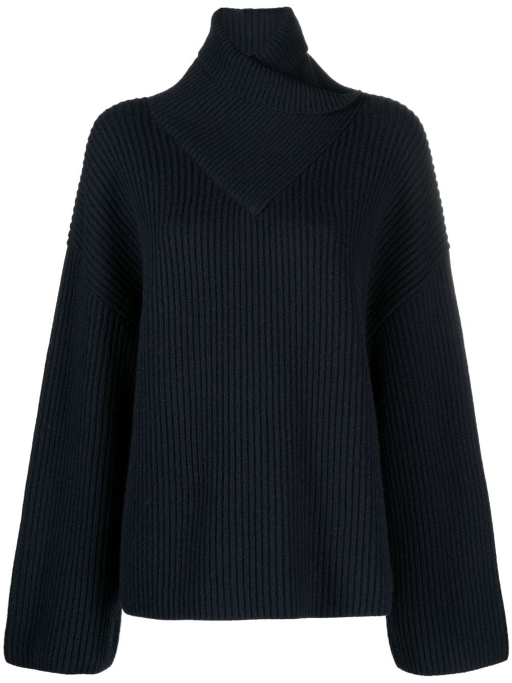 TOTEME wrap-neck ribbed wool jumper - Blue von TOTEME