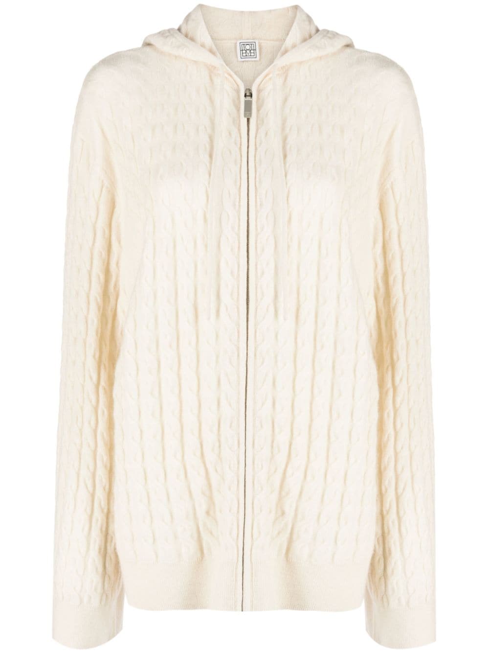 TOTEME cable-knit zip-up hoodie - White von TOTEME